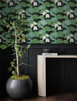 Lily Pad Peel + Stick Wallpaper -KINKIN Decor Shop RMK11433WP ConsoleArtVignette 7211 Poppium Ebony