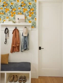 Orange Blossom Peel + Stick Wallpaper 7 Orange Blossom Peel + Stick Wallpaper -KINKIN Decor Shop RMK12199R MudRoomVignette2 5733