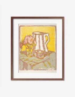 Still Life With Pitcher And Flowers Print By Ernst Ludwig Kirchner -KINKIN Decor Shop StillLifewithPitcherandFlowersWalnutMatted