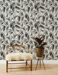 Majesty Palm Wallpaper 5 Majesty Palm Wallpaper -KINKIN Decor Shop Wallshoppe Grasscloth MajestyPalm Wallpaper Black RS