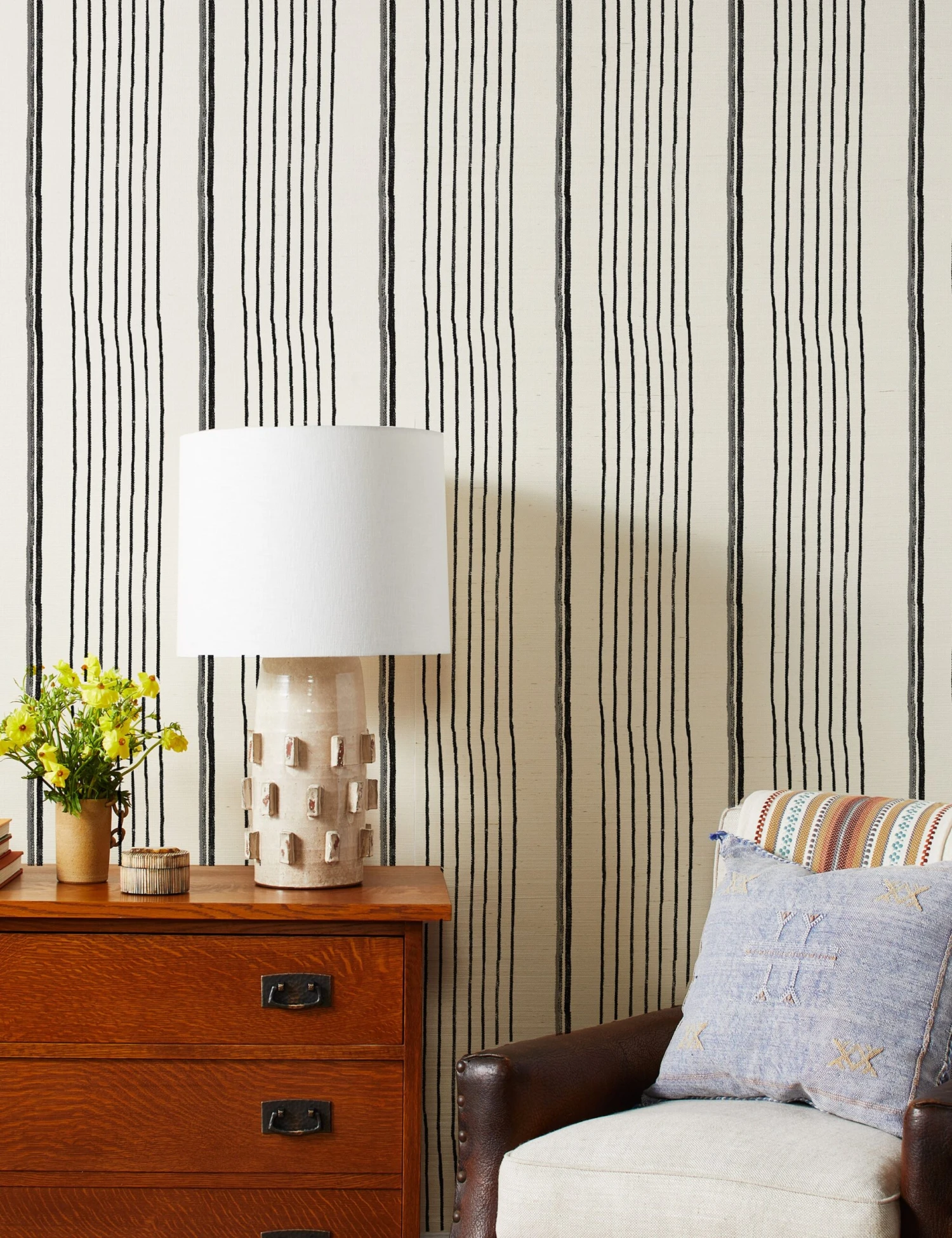 Two Tone Stripe Grasscloth Wallpaper By Nathan Turner 4 Two Tone Stripe Grasscloth Wallpaper By Nathan Turner - Image 2