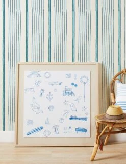 Two Tone Stripe Grasscloth Wallpaper By Nathan Turner 11 Two Tone Stripe Grasscloth Wallpaper By Nathan Turner -KINKIN Decor Shop Wallshoppe Grasscloth ToneToneStripe SeaGreen Blue