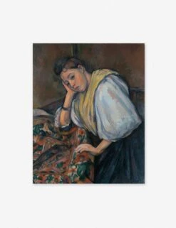 Young Italian Woman At A Table Wall Art By Paul Cezanne -KINKIN Decor Shop young italian woman at a table unframed